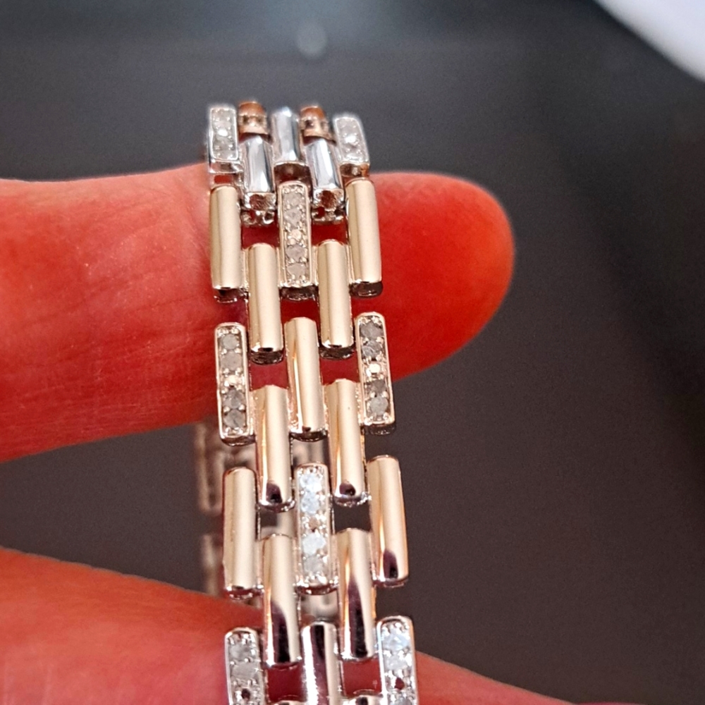 Panthere Link 1.00 ct Diamond Bracelet Rhodium over Brass